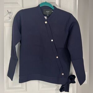 NWT | Aleeza Paris Navy Blue Women's Sweater with Gold Snaps, Size S